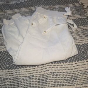 Guess White Drawstring Jogger Pants